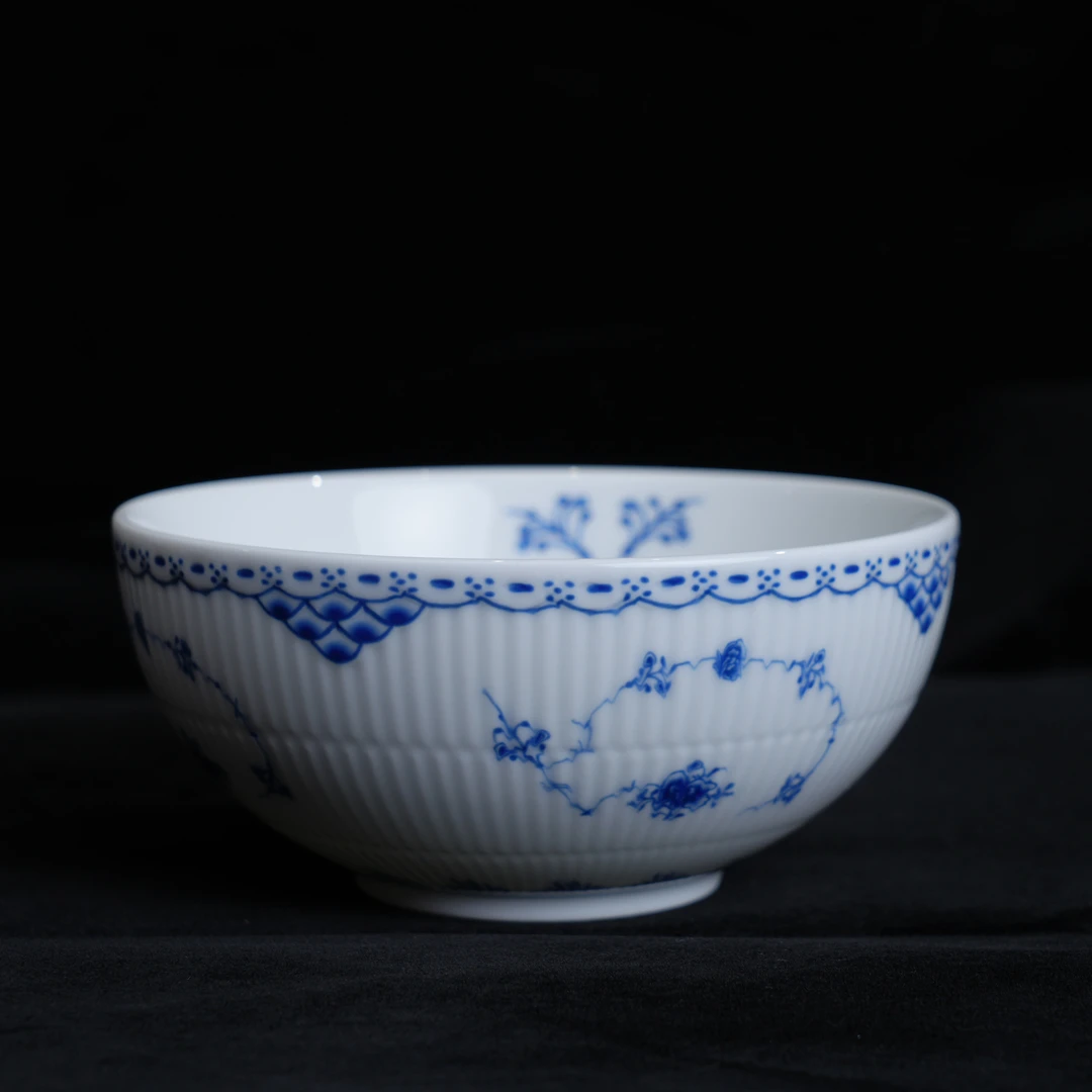 景德镇五花马6寸棕榈广生碗釉下彩青花瓷米饭碗白玉瓷唐草陶瓷碗