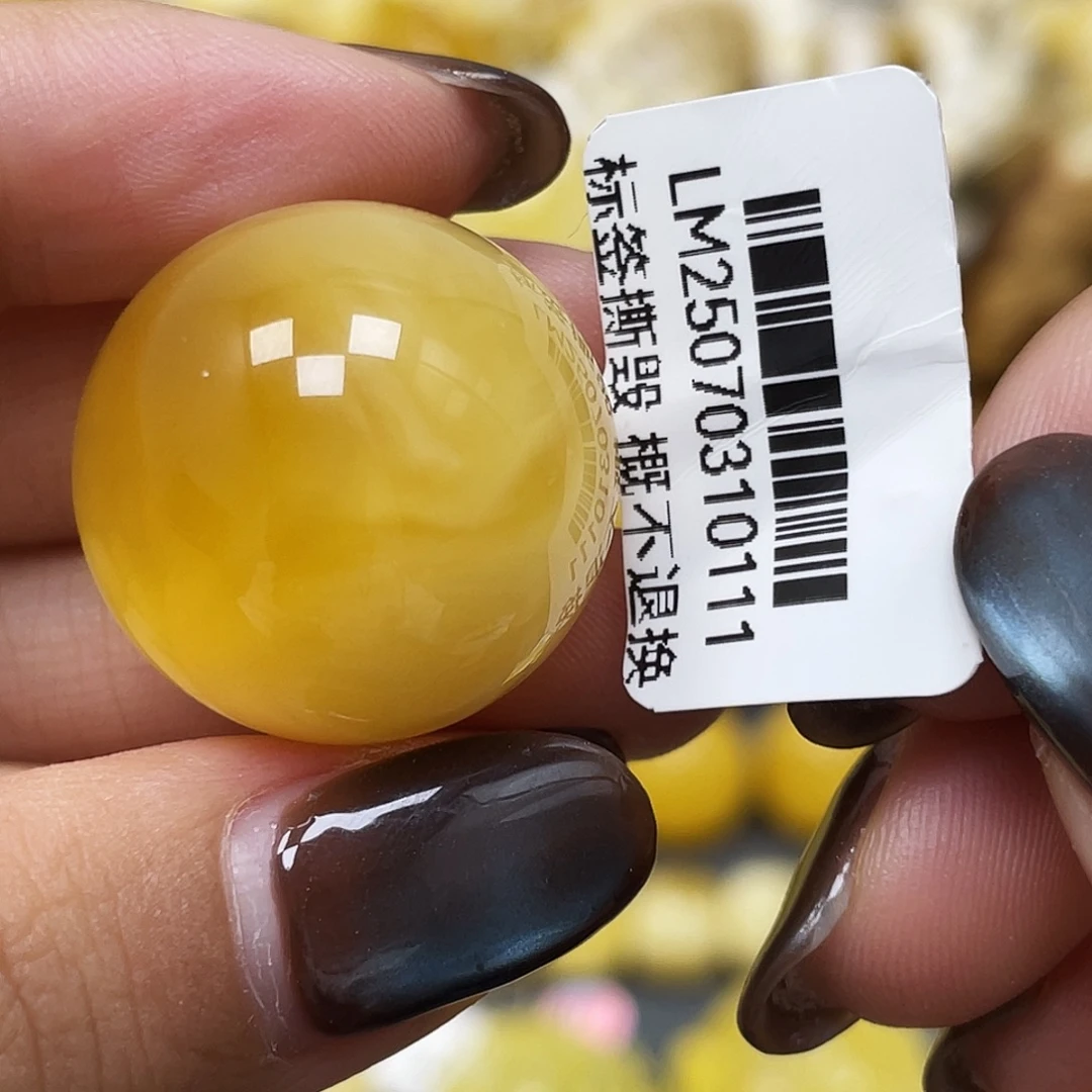 蜜蜡未镶嵌裸石21.8mm圆珠瑕 福利款