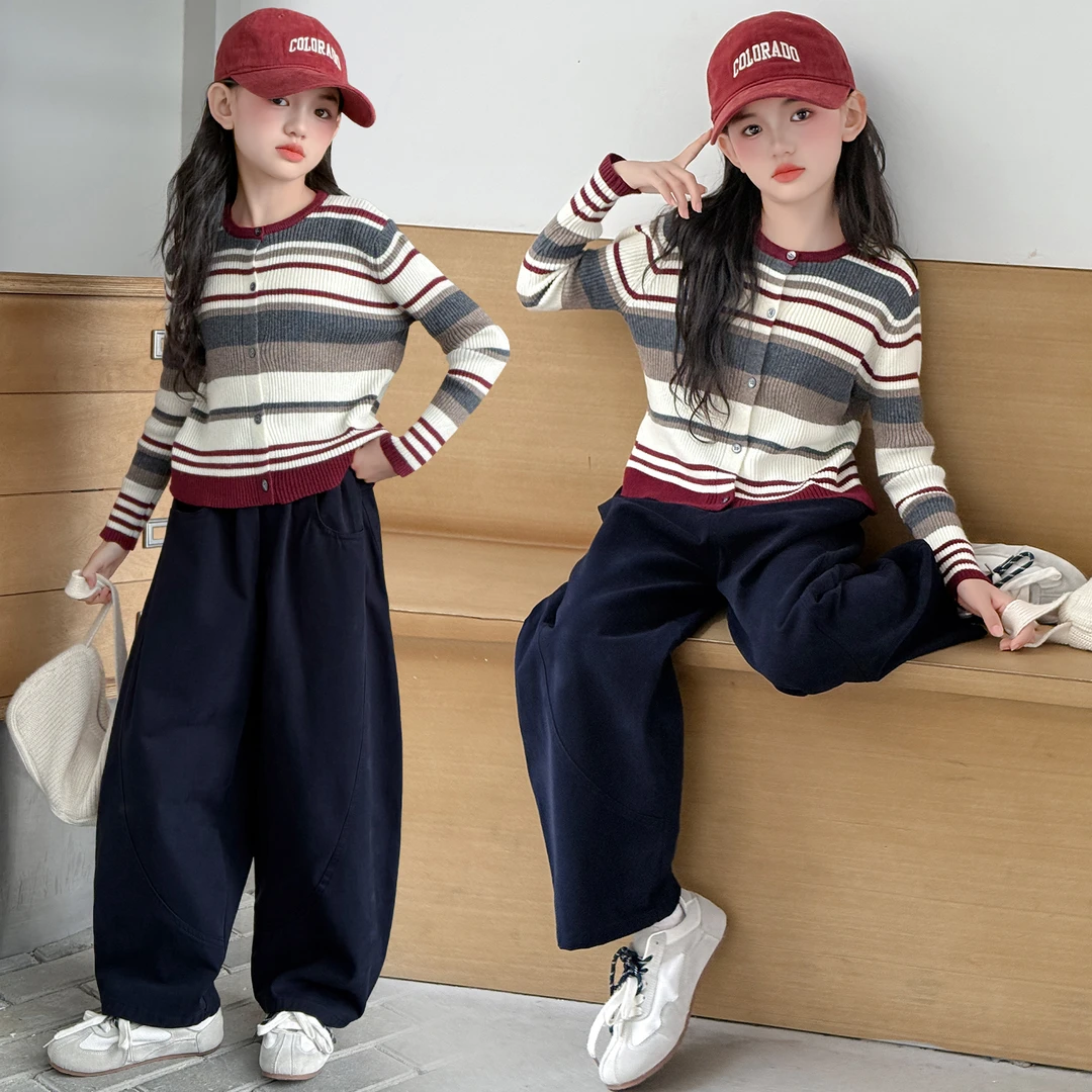 女童开衫裤子2025秋季新款时尚潮流可爱休闲甜美女童中大童两件套