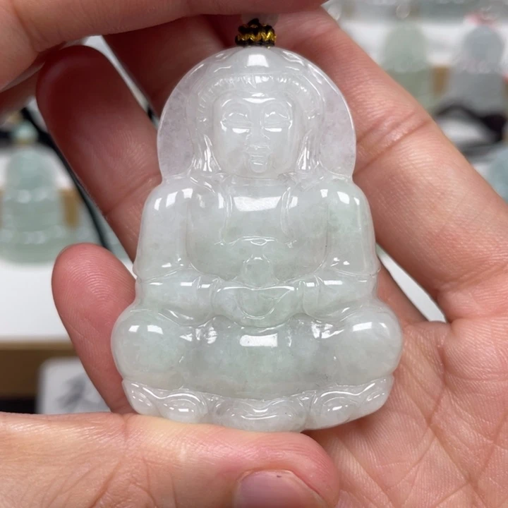 颈饰未镶嵌翡翠天然翡翠A货观音101号