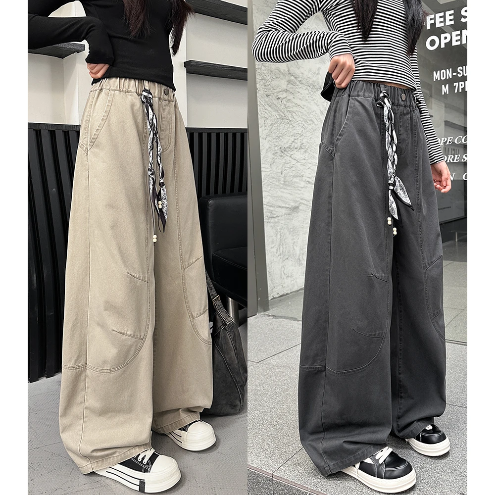 初高中生女童秋装休闲裤运动裤2025新款大童阔腿裤儿童秋款长裤