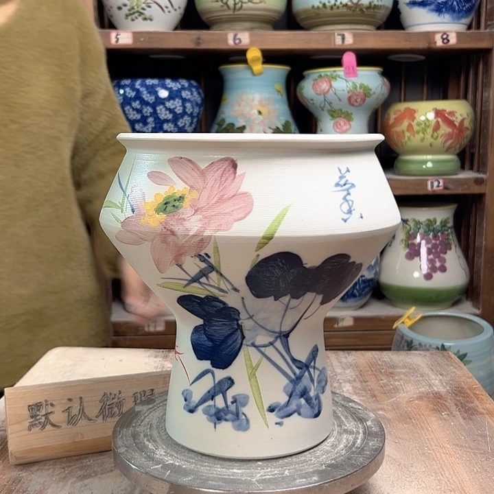 陶高脚荷花新款新款陶瓷陶瓷微瑕