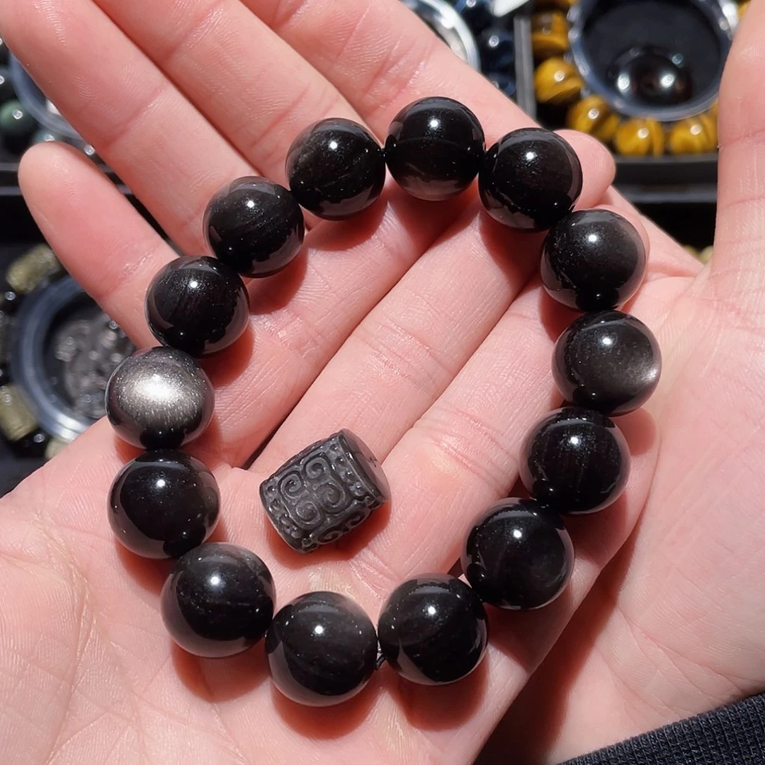 黑曜岩手串未镶嵌