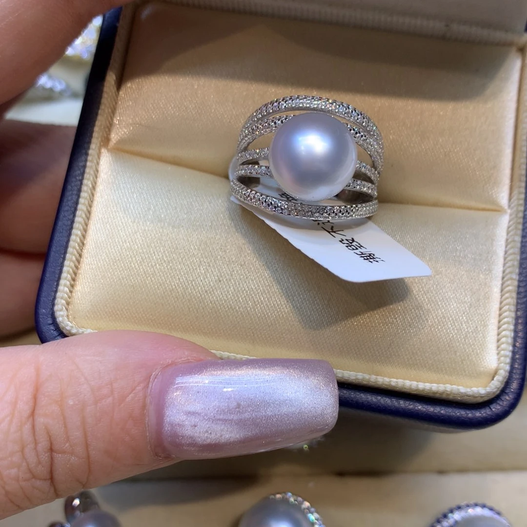 银S925镶嵌戒指海水珍珠