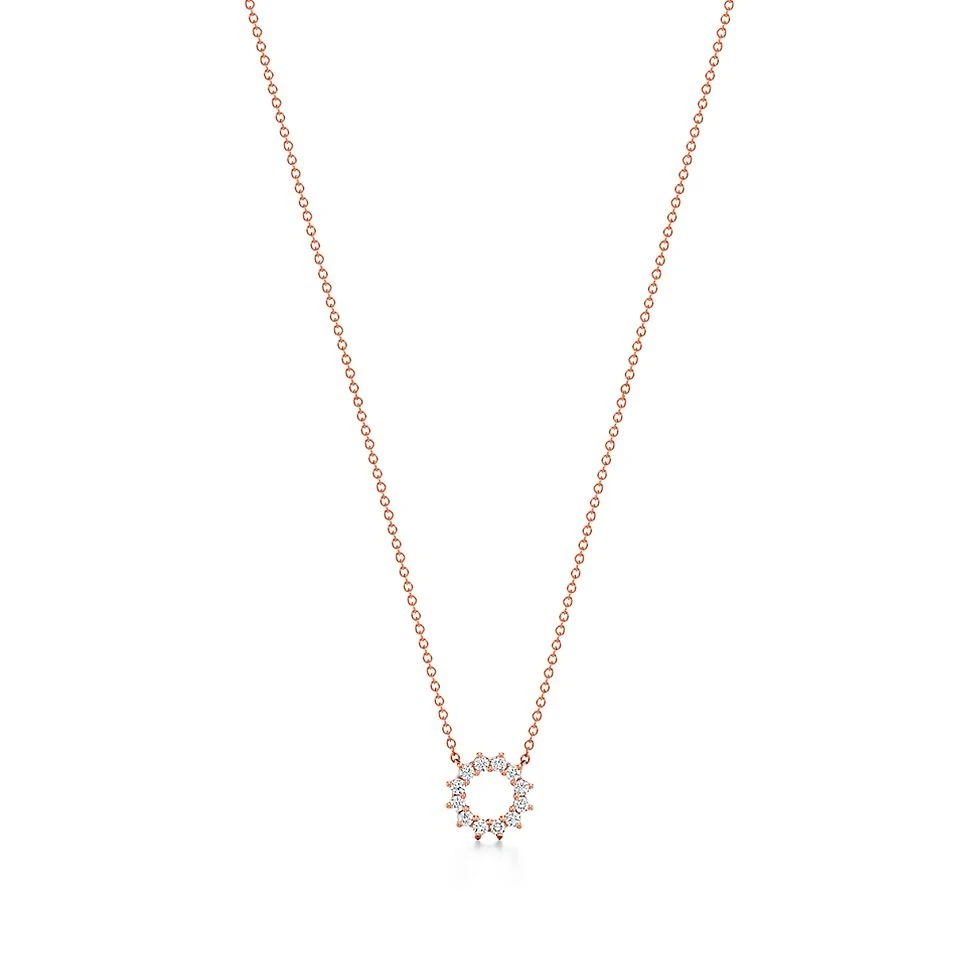 99新 Tiffany & Co./蒂芙尼 蒂芙尼18k镂空圈形钻项链金色23年