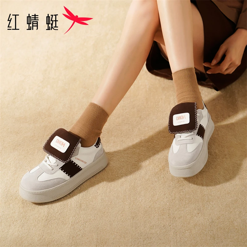 红蜻蜓百搭厚底休闲女鞋增高时髦复古舒适户外运动鞋