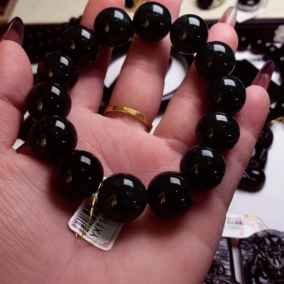 散珠翡翠天然缅料A货卡15.6手串049