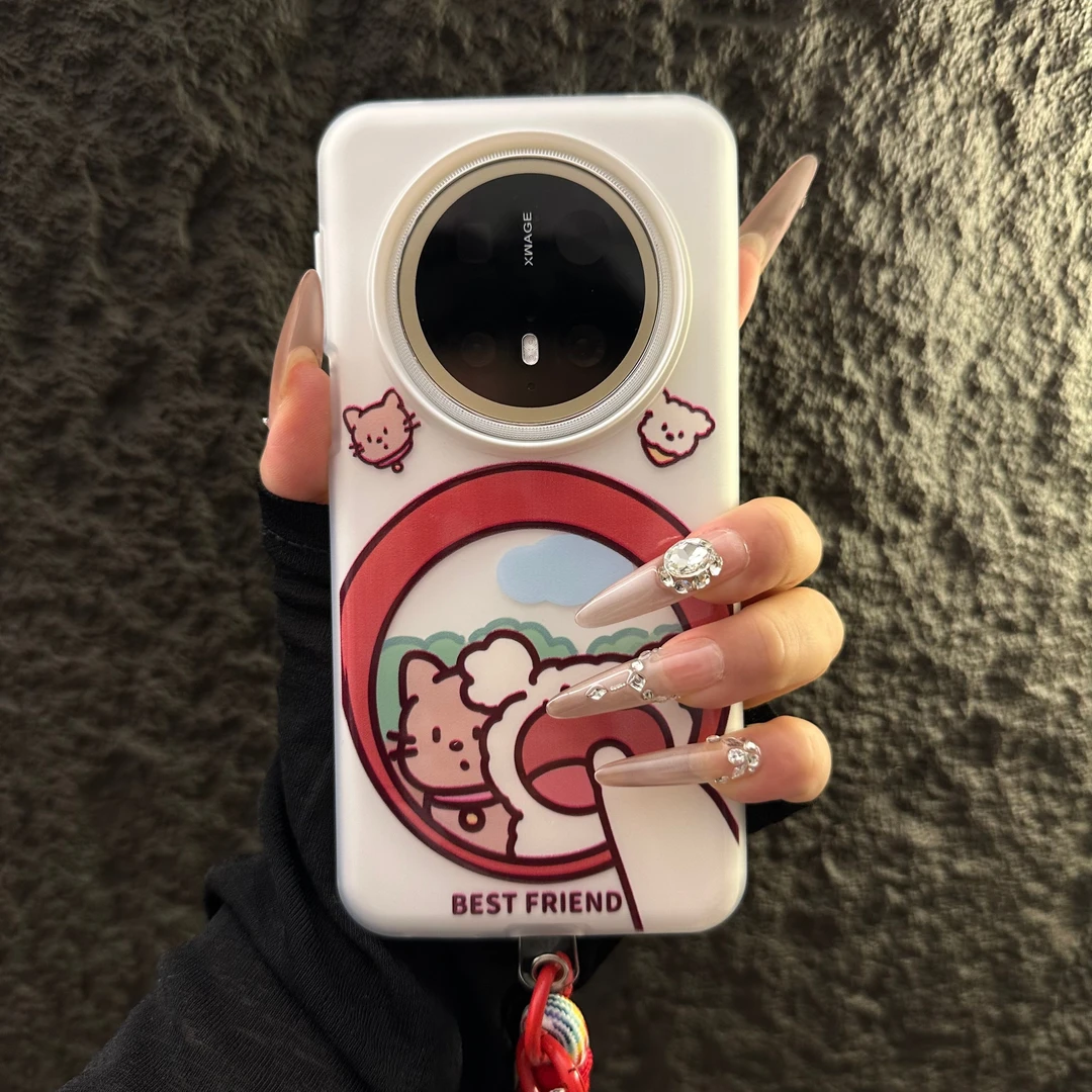 适用华为mate70pro+手机壳mate60pro大嘴巴小白狗pura70pro挂绳