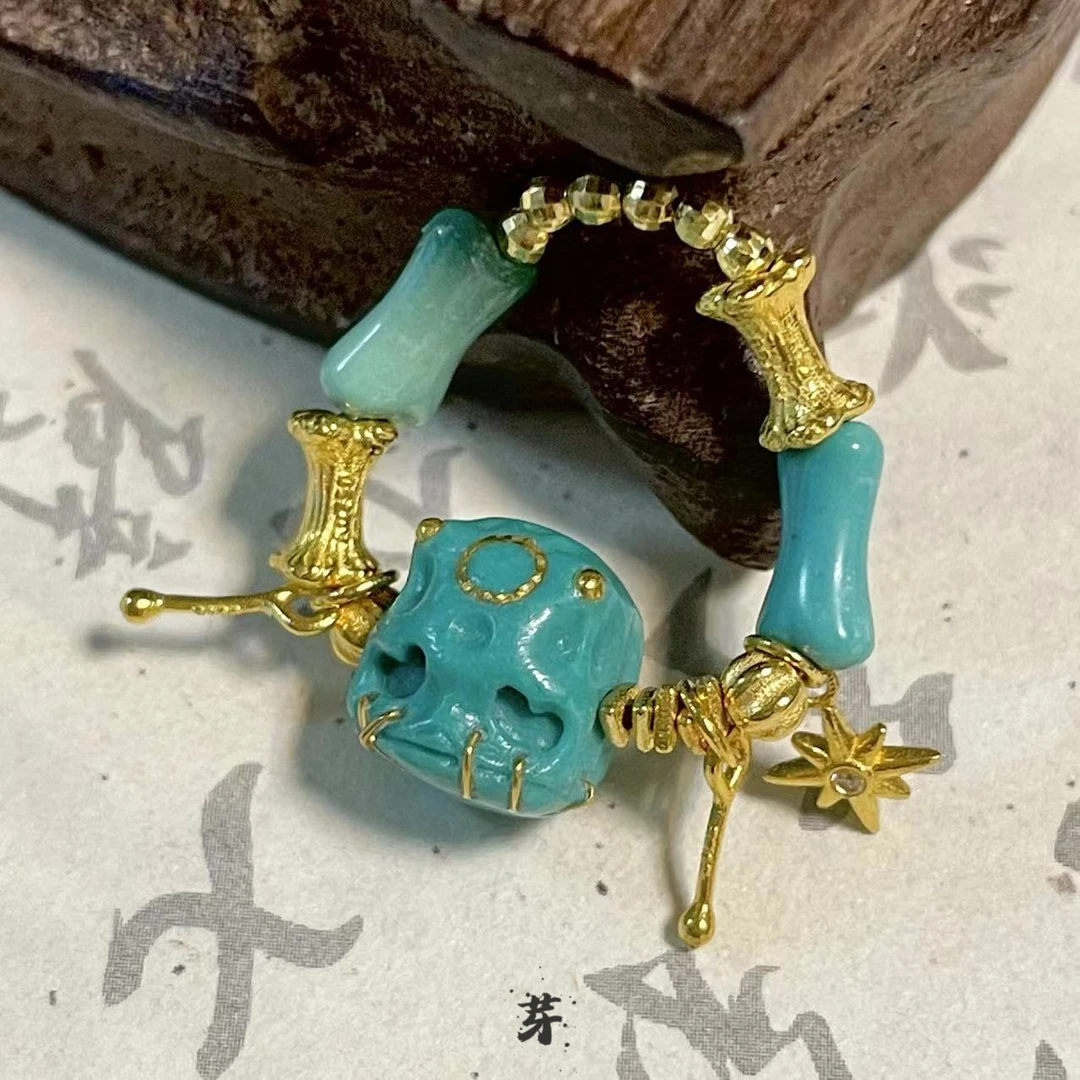 绿松石●阿呆●18K金镶嵌戒指多样性发其一#8863