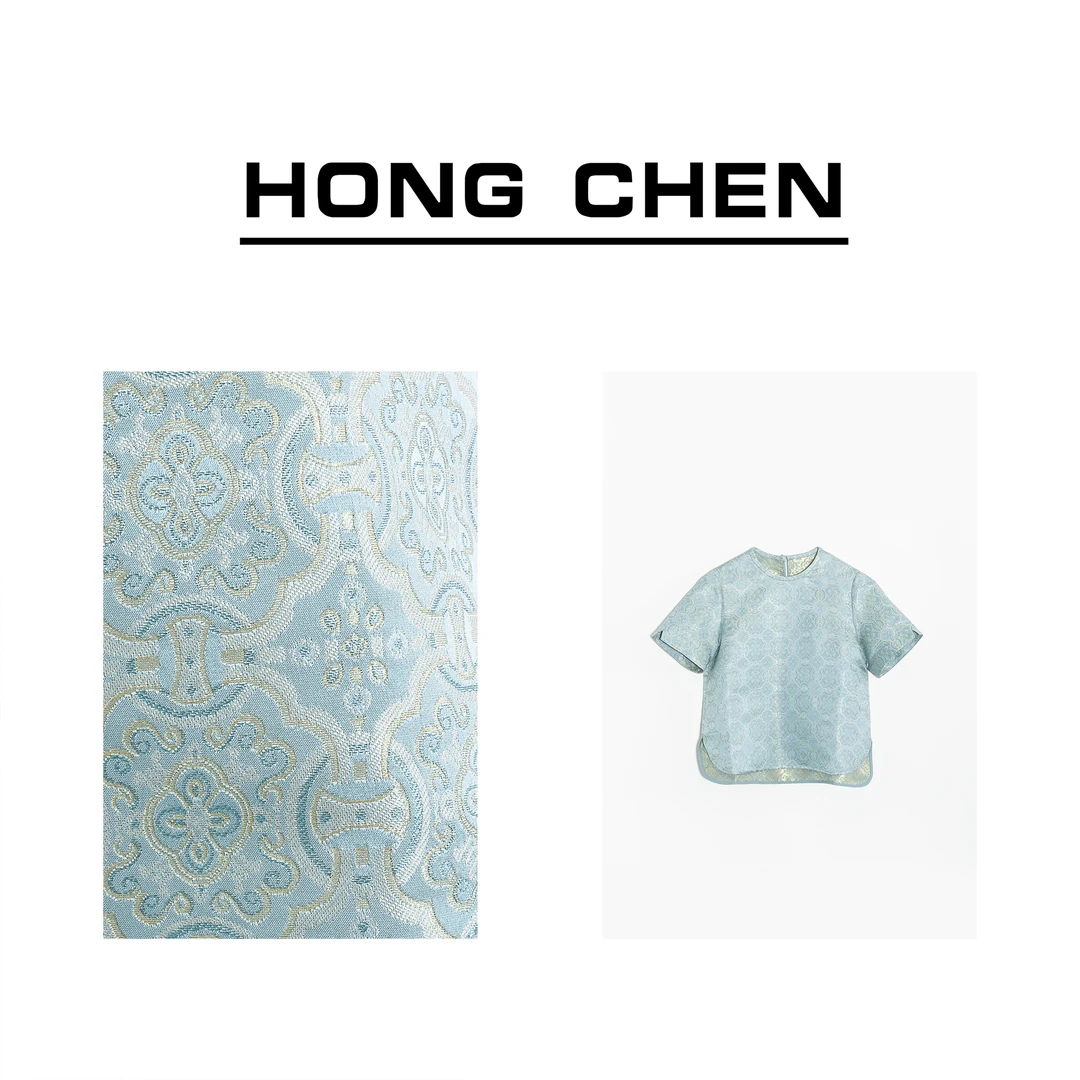 【虹辰·宋锦】高端金线桑蚕丝气质短袖高级时尚百搭优雅贵气-HC1195