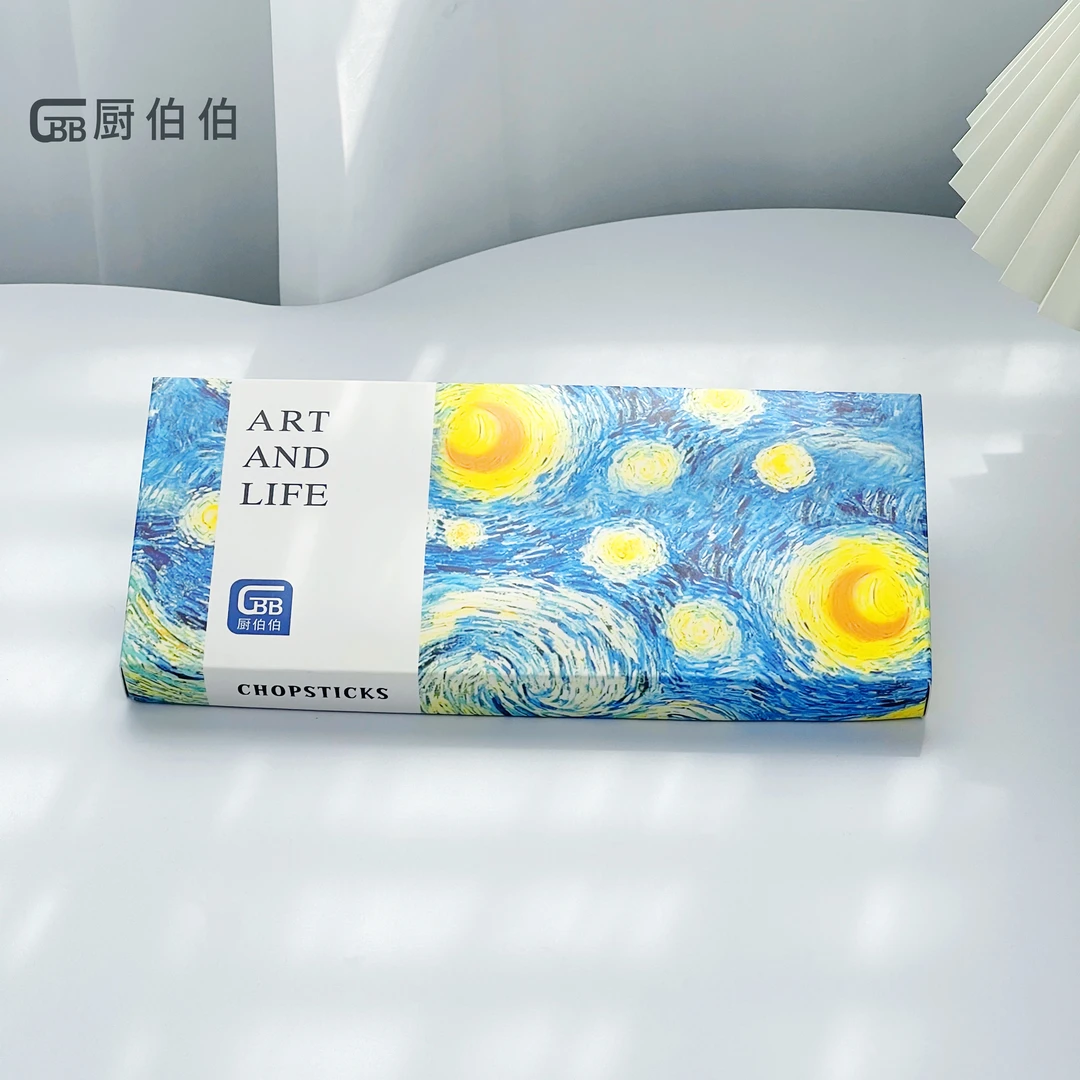 厨伯伯星月夜筷子316L不锈钢筷子防霉防滑方筷套装