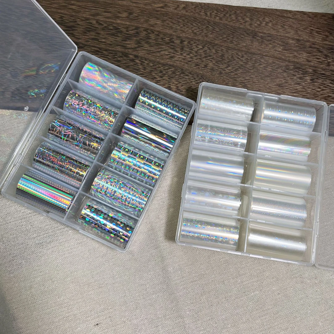 美甲透明辐射极光转印纸星空纸转印纸贴花镜面冷光透明贴纸