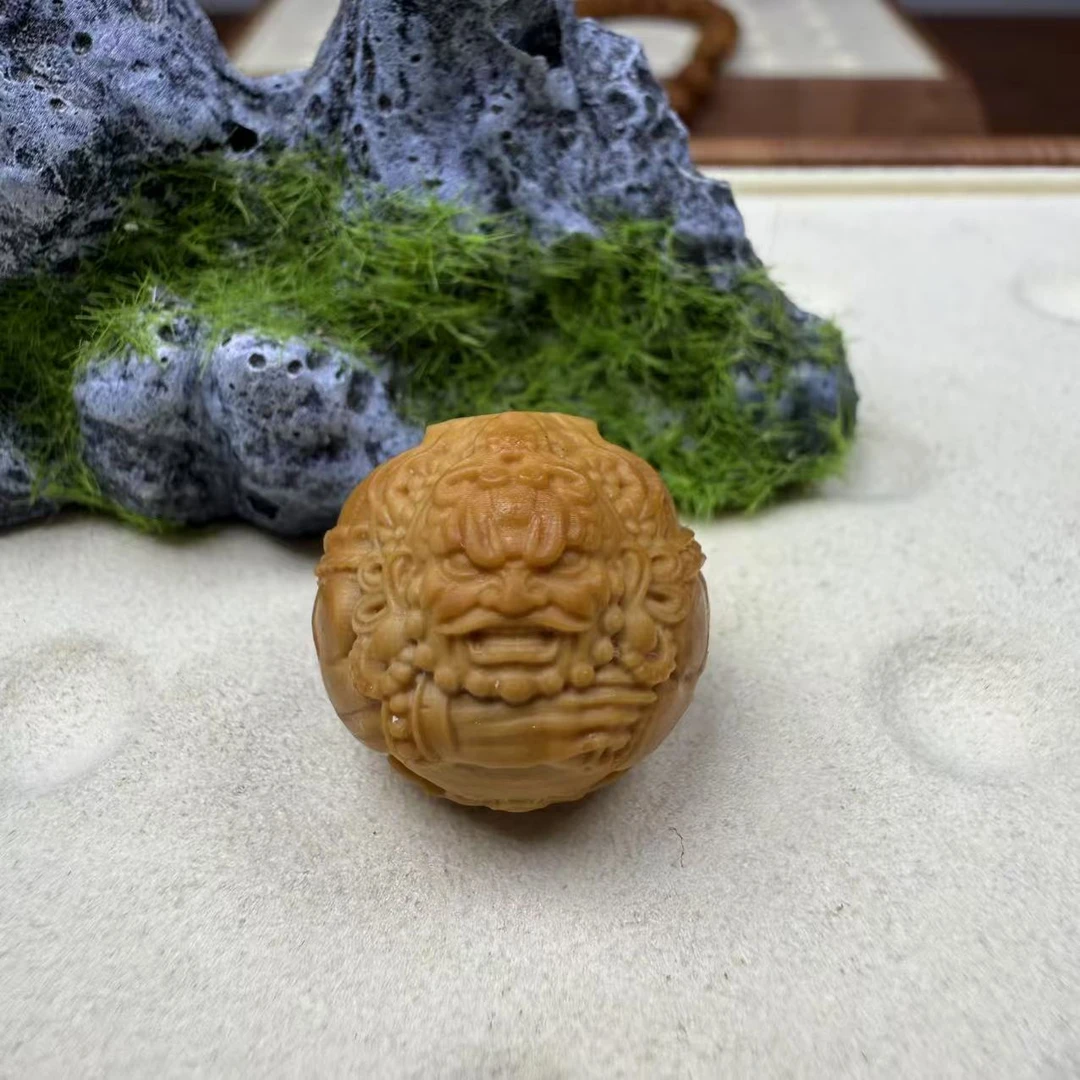 猴头 单颗 雕刻 黄财神