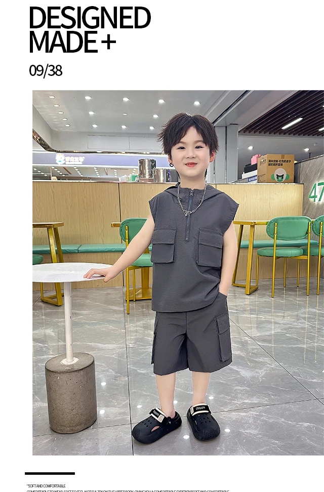 男童夏季薄款套装新款洋气工装短袖短裤宝宝潮酷帅气无袖运动韩版