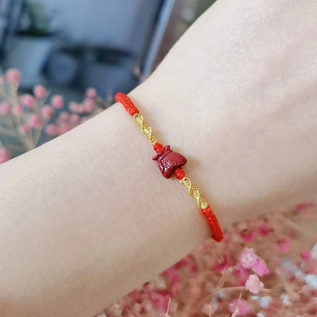 非金属布艺手链 纯手工编织红绳手链男女本本年情侣百搭时尚简约