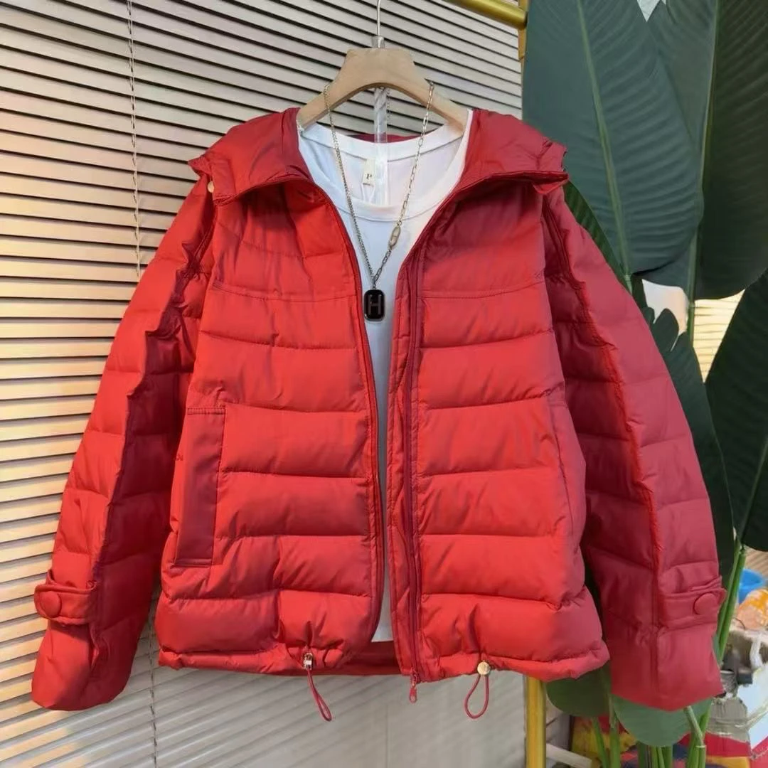 韩系纯色立领连帽排骨保暖长袖棉服冬季新款棉衣外套