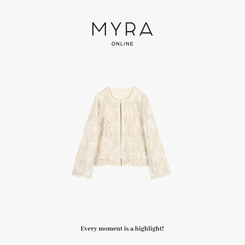 MYRA“桂月”优雅·钩花蕾丝长袖秋装外套上衣XM025189