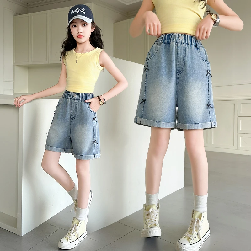女童牛仔短裤夏季新款洋气儿童裤子夏天薄款高腰大童百搭外穿热裤