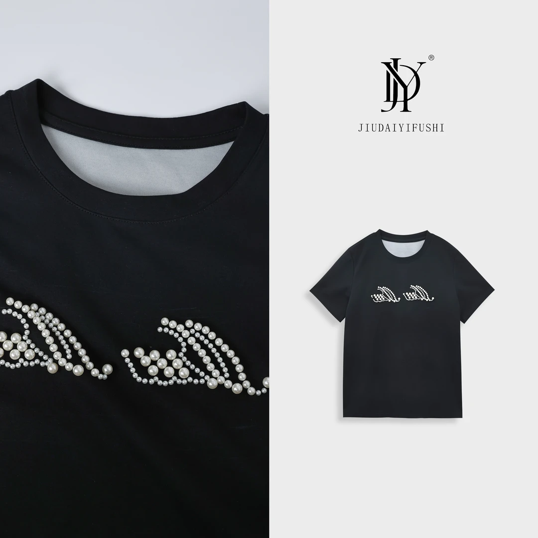 玖黛衣现货【松弛感】时尚百搭减龄显瘦短袖圆领上衣 TXJ40486