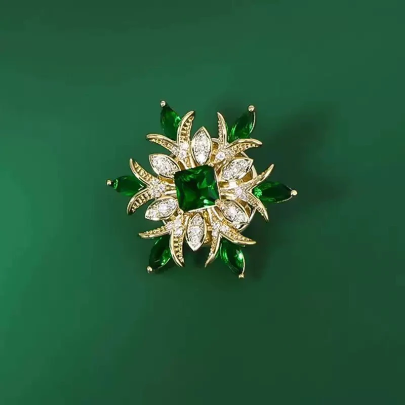 铜合金合成锆石胸针 【88523】冬季新款胸针时尚百搭绿色