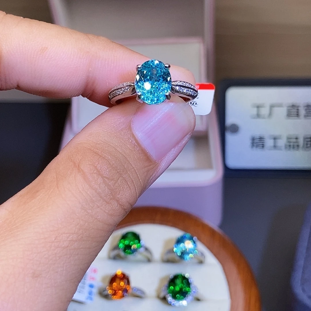 银S925镶嵌戒指碧玺