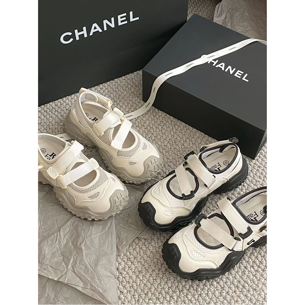 【신상품】FCS玛丽珍魔术贴镂空包头休闲凉鞋XY-A277