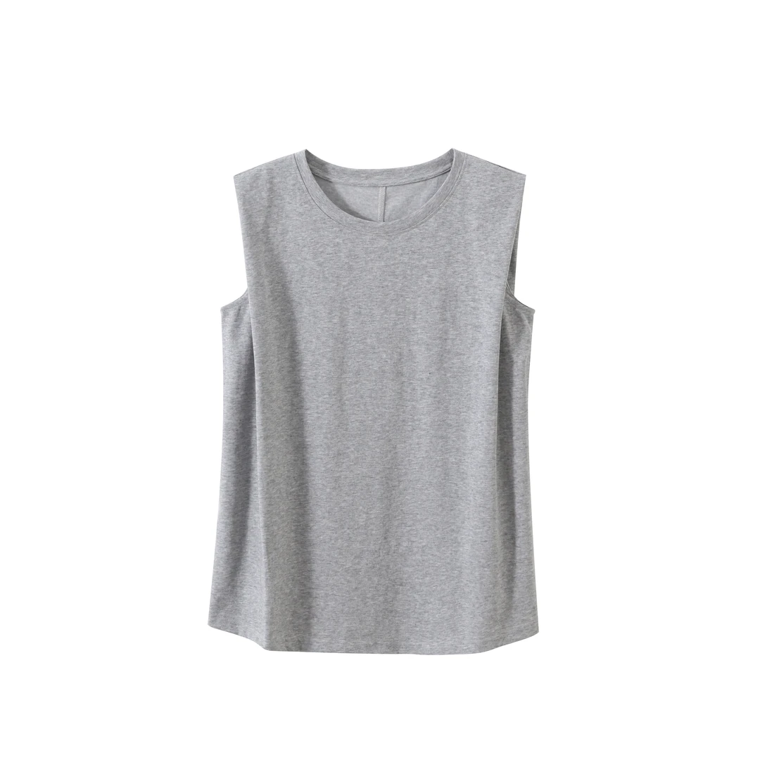 雪花棉休闲百搭简约纯色无袖廓形坎肩背心53178