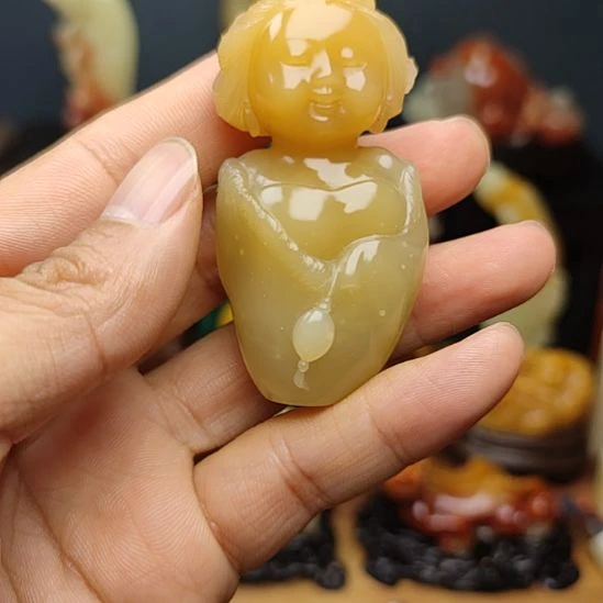 寿山石印石手把件手把件