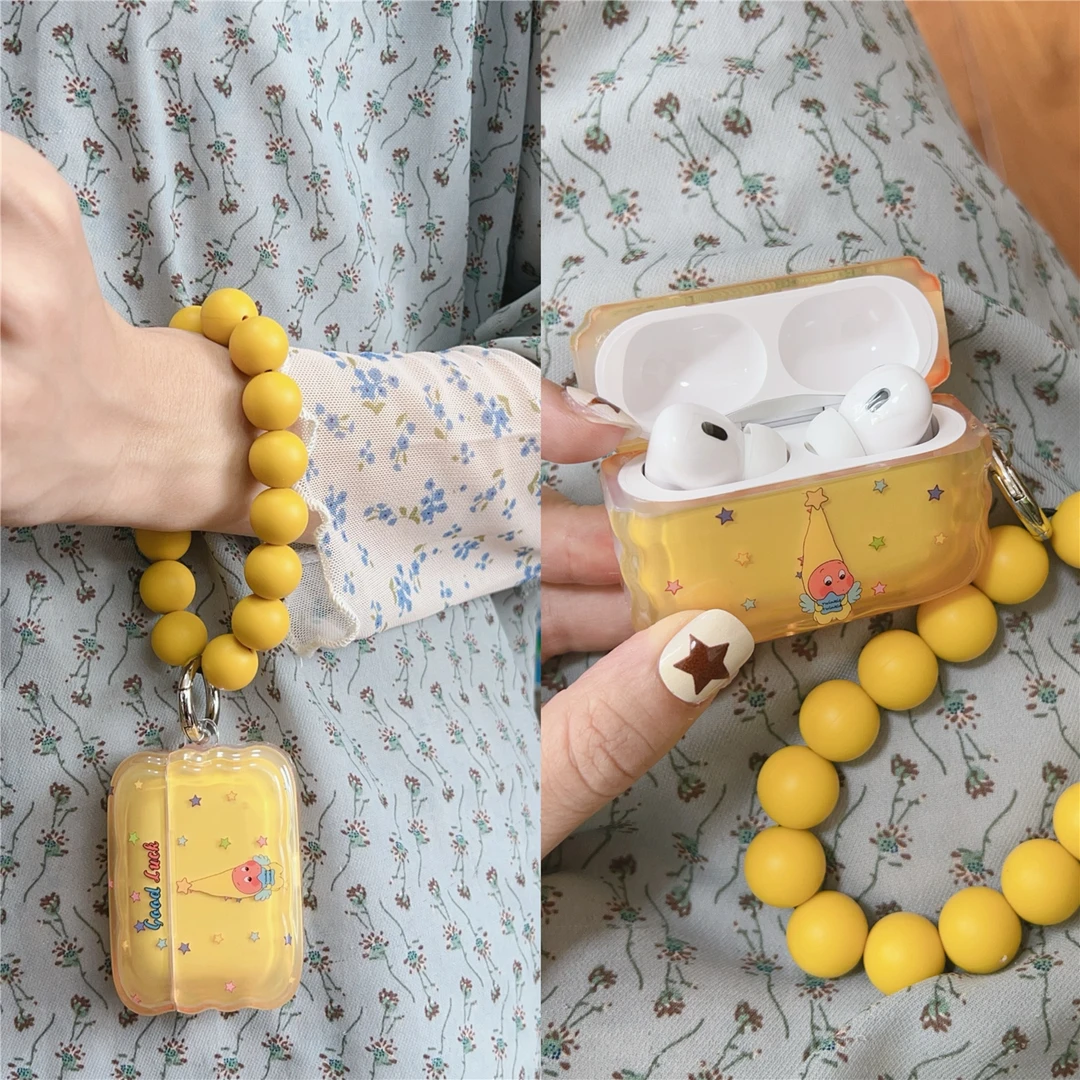 黄色卡通人适用苹果AirpodsPro3耳机壳耳机保护套Airpods4代软壳