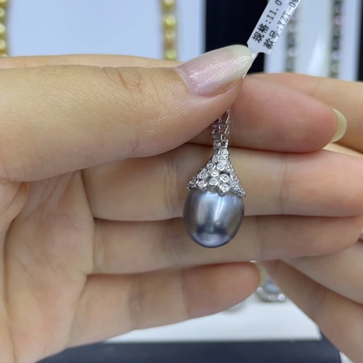 银S925镶嵌耳饰海水珍珠