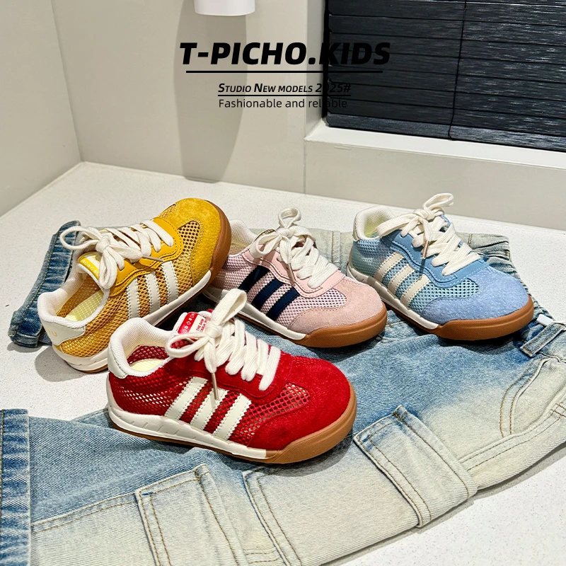 儿童网鞋2025夏季新款卡皮巴拉大头运动鞋男童女童真皮板鞋-25026