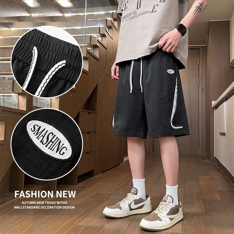 夏季新品五分裤男生短裤宽松休闲运动百搭工装裤时尚舒适直筒港风