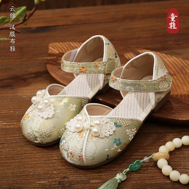 【云锦】汉服鞋子女童夏季2025新款手工布鞋古装中国风儿童绣花凉