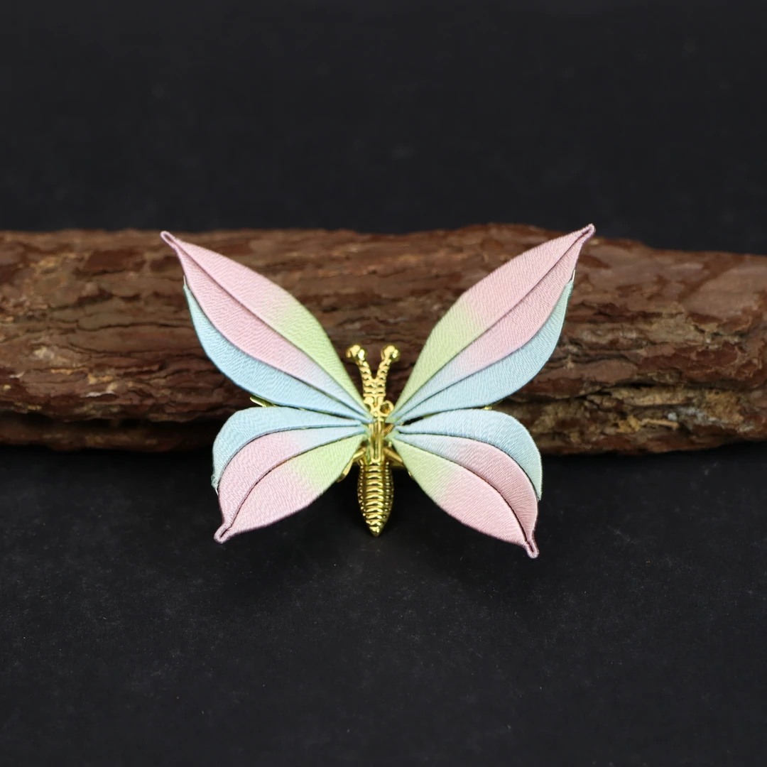 非遗缠花蝴蝶发夹古风簪百搭头饰发饰超仙桑蚕丝