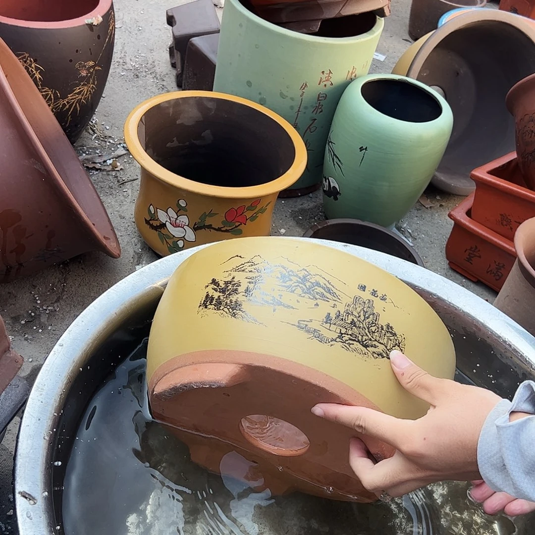 黄色江山如中号花盆花盆花盆