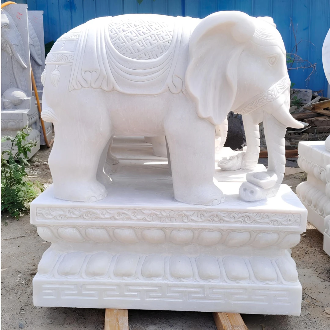 1.2米高汉白玉泰式富贵象,中式如意象户外庭院别墅门口摆件一对