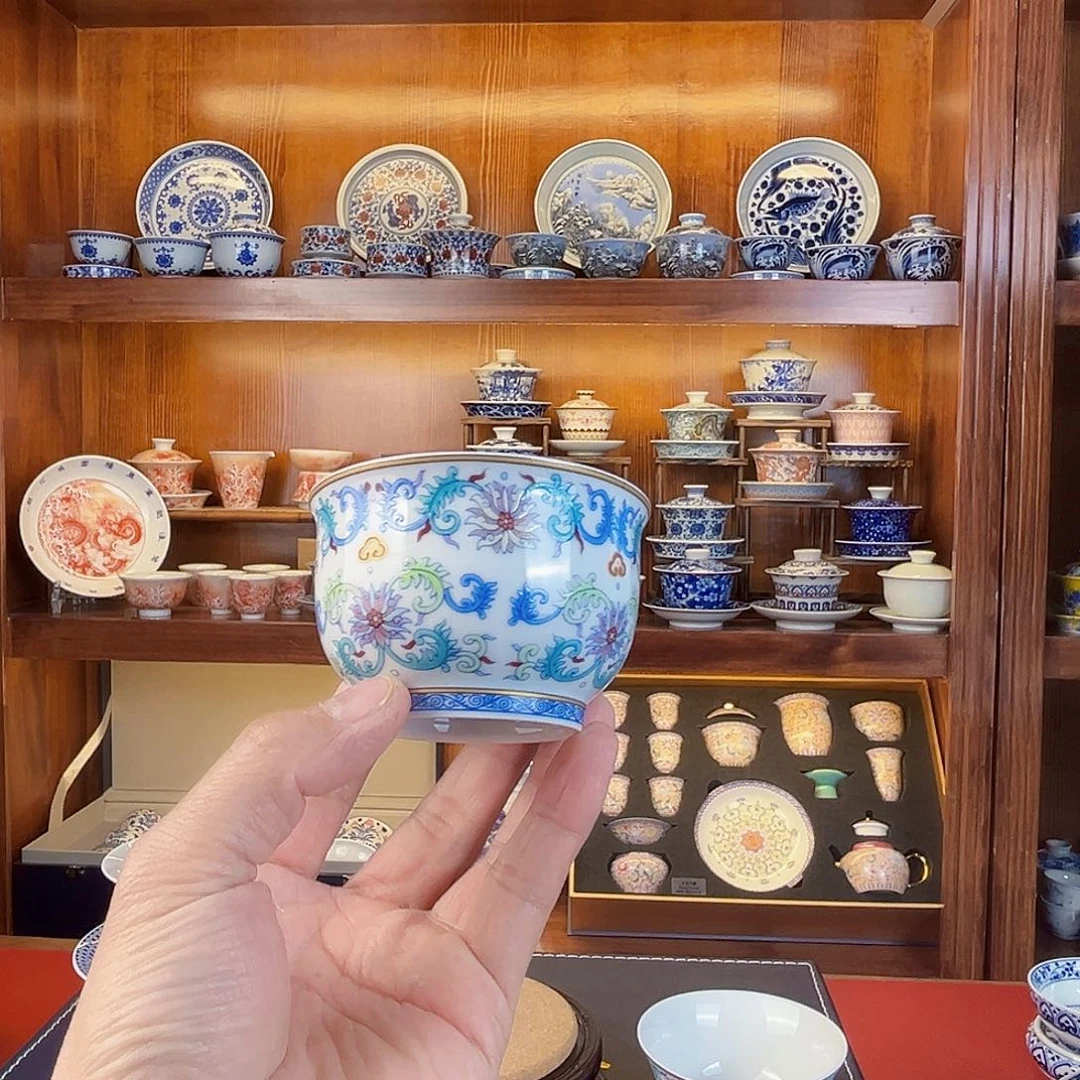 ?**?黑标底章青花蚕丝喵精主人杯