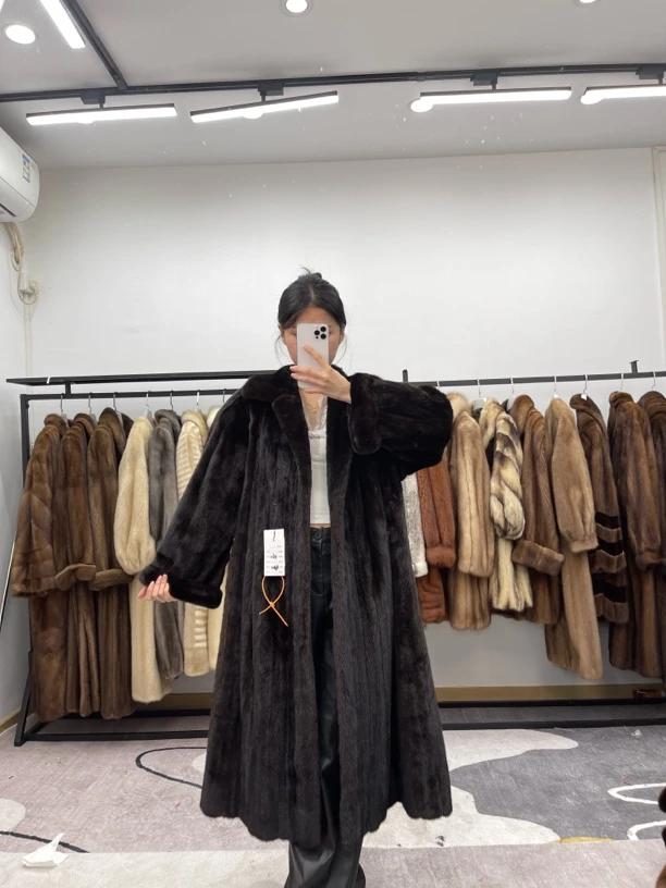 CC132黑茶色中古进口水貂毛外套,肩宽42胸围122衣长108袖长59