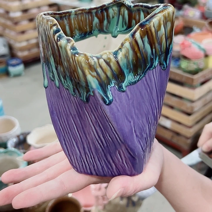 有孔.凑满10元发货多肉陶瓷花盆！