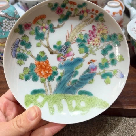 手绘茶杯盖碗壶承陶瓷