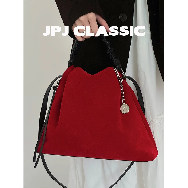 jpj磨砂牛皮云朵包女单肩斜挎包手提包褶皱包慵懒风1764