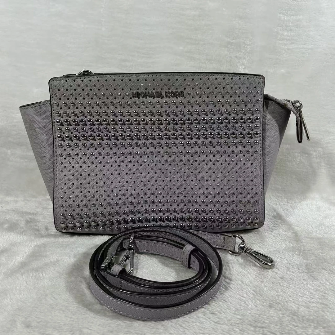 95新 MICHAEL KORS/迈克高仕 紫色银珠秋千包G24020352 尺寸18X14