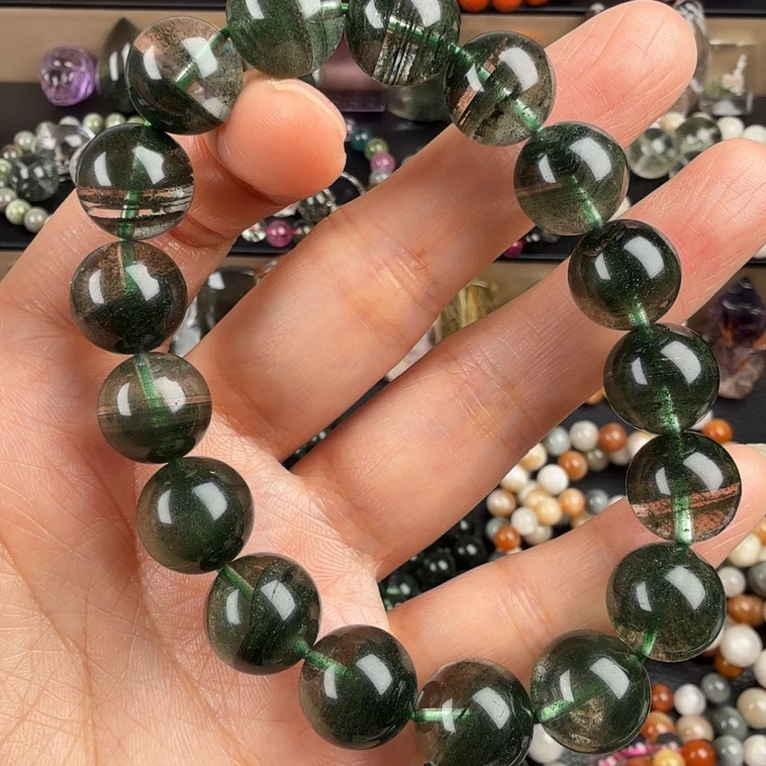 水晶手链未镶嵌天然绿幽灵步步高升千层