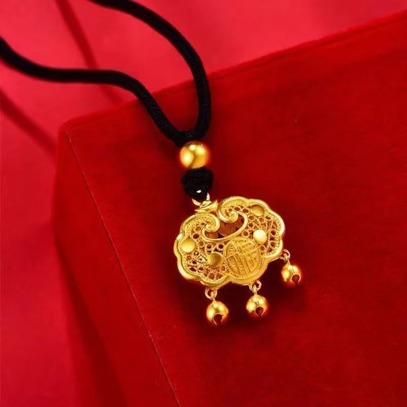 【顺丰配送 明天到家】福气平安锁吊坠+送绳长45CM 4.9g男女同款70-200斤适戴百搭时尚款饰品可戴漂亮铜合金B2