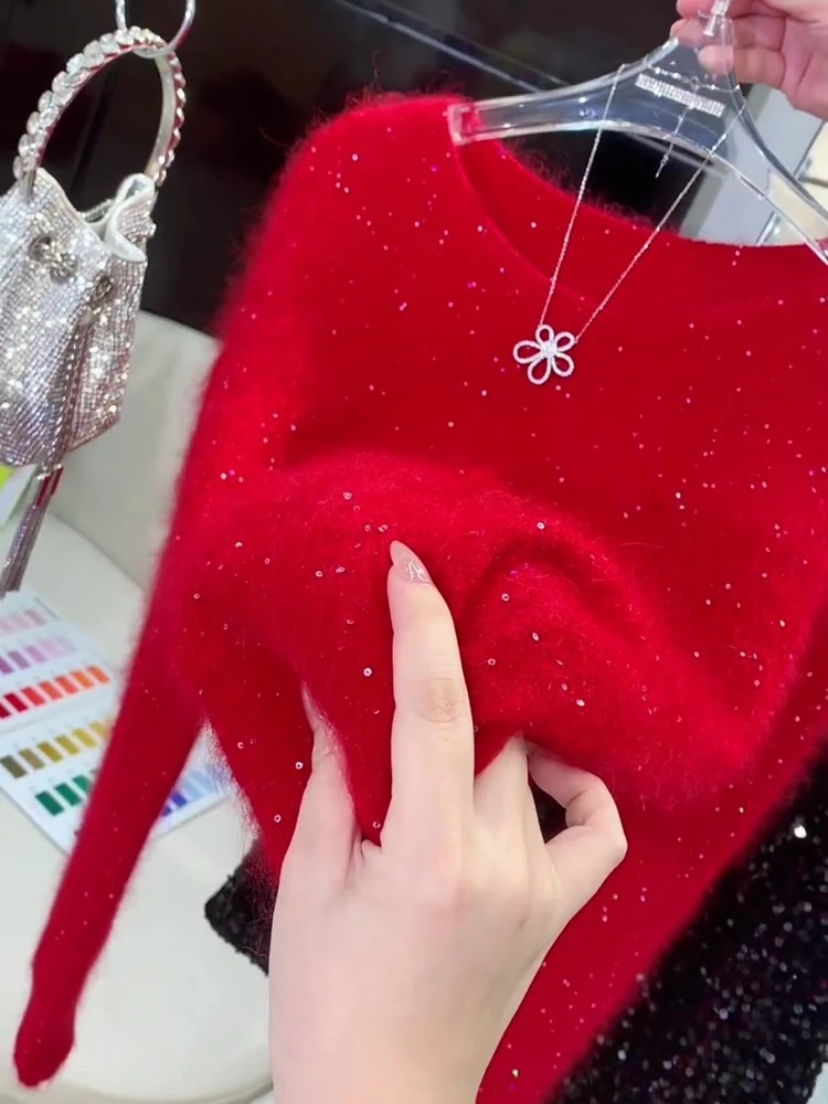 设计感宽松减龄圆领长袖毛衣女2025秋冬新款慵懒软糯套头针织上衣