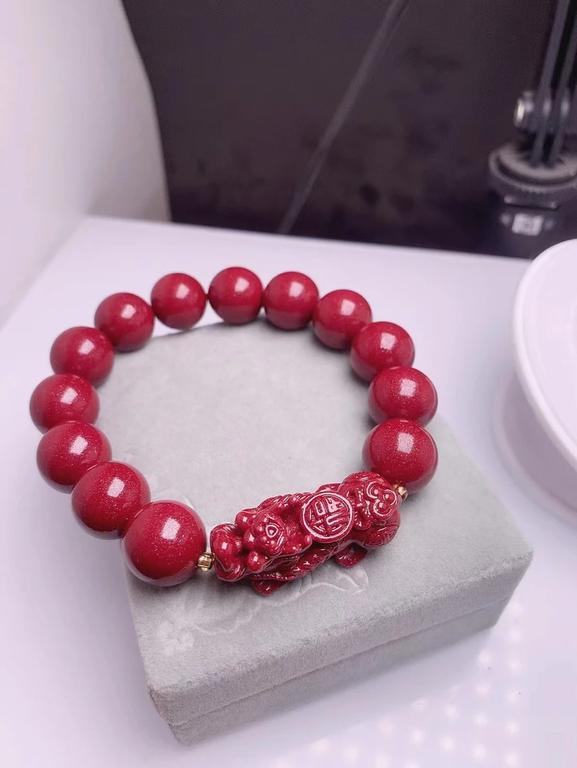 含辰砂工艺品天然辰砂貔貅手串12mm