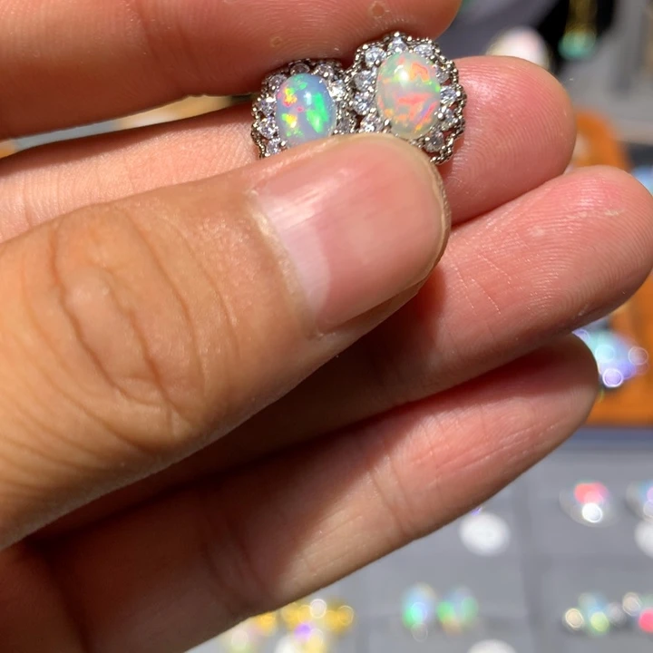 欧泊合金欧泊耳钉