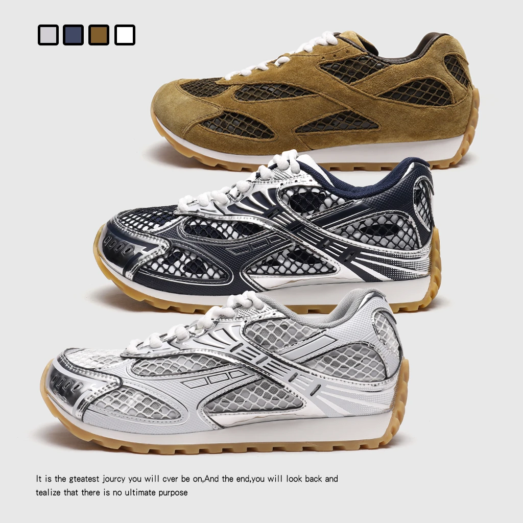 BV新款透气网面拼色歪头德训女鞋时尚休闲鞋夏季欧若假日风阿甘鞋