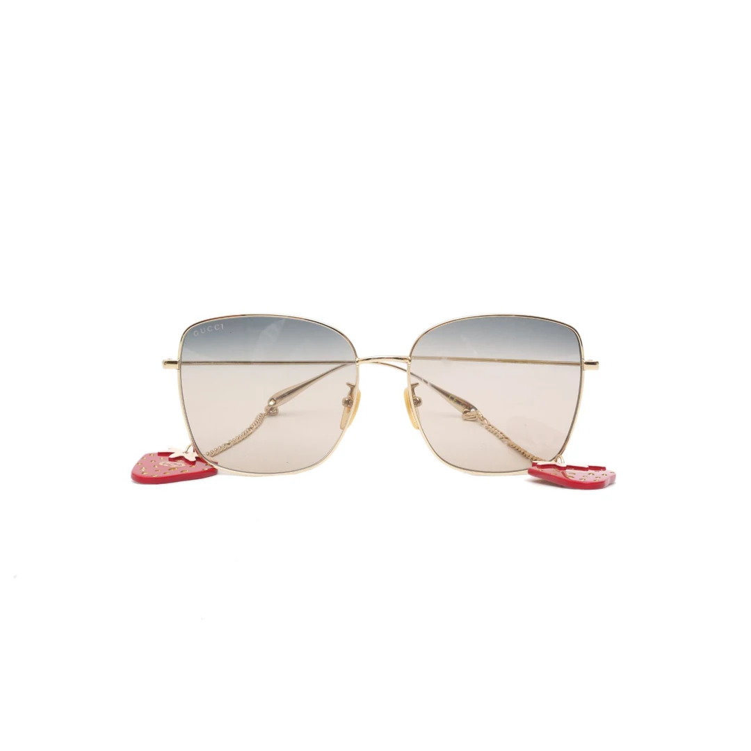 95新 GUCCI/古驰 金色 古驰 吊坠装饰 太阳镜 P235094375