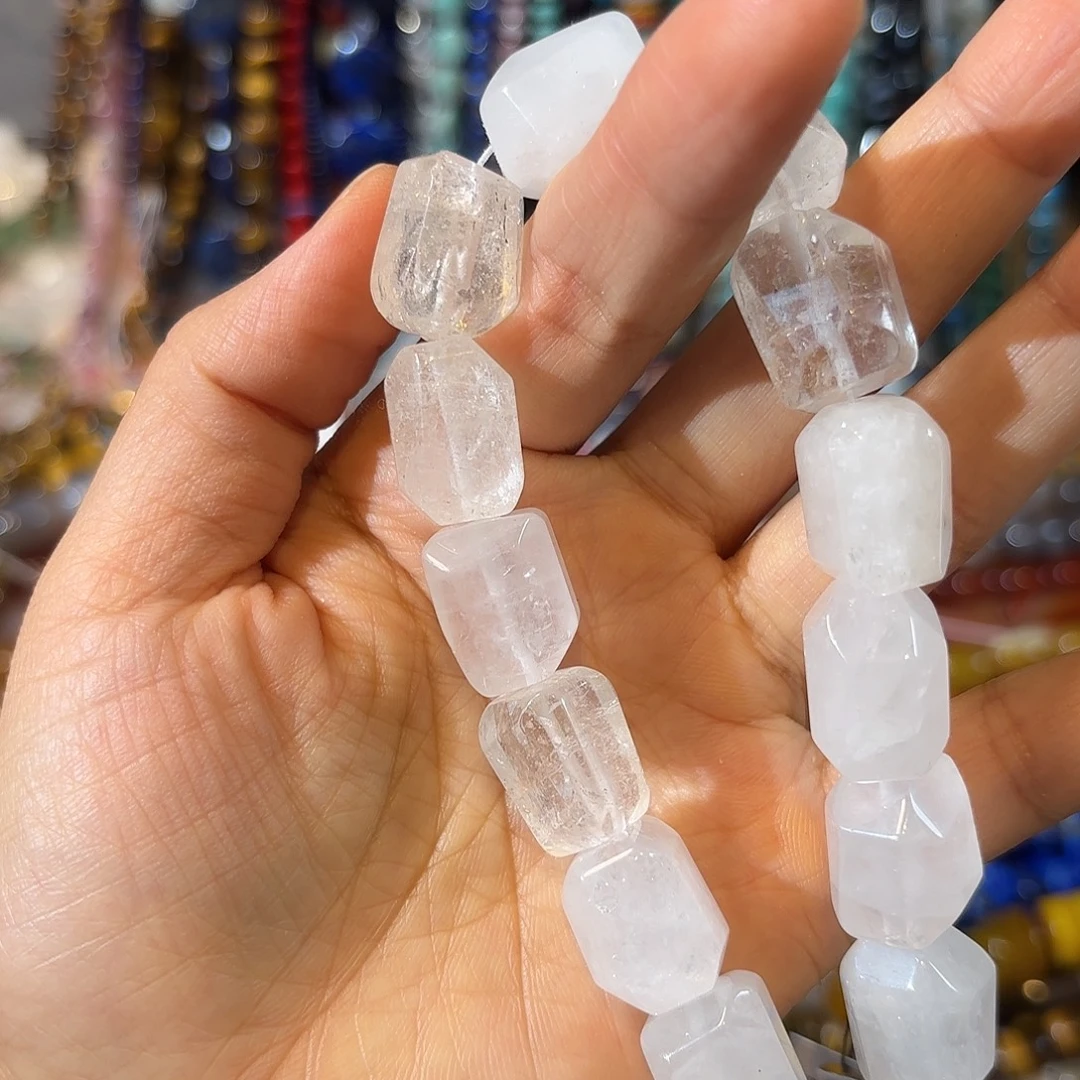 玛瑙/玉髓银S925镀金镶嵌珠宝半成品白水晶随行一条